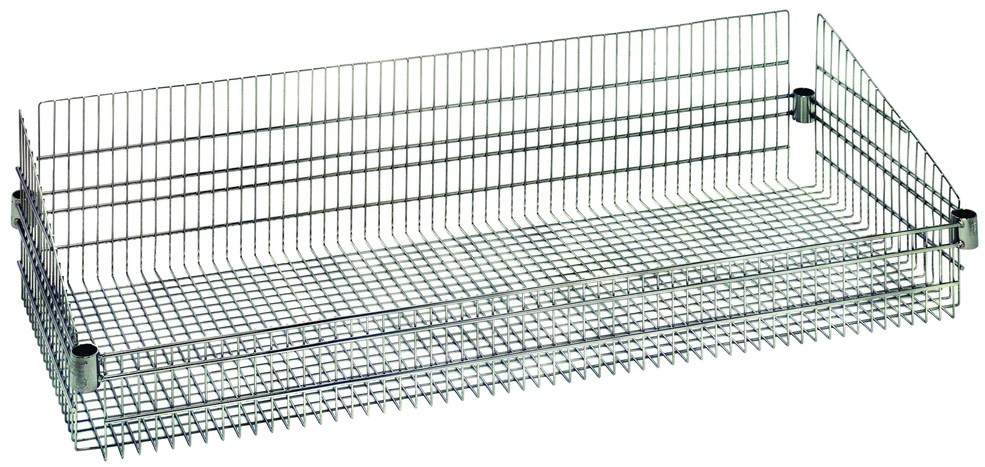 Quantum BSK2448C Post Mount Basket, 24"W x 48"L x 10"H, 600-800 lb capacity, Chrome
