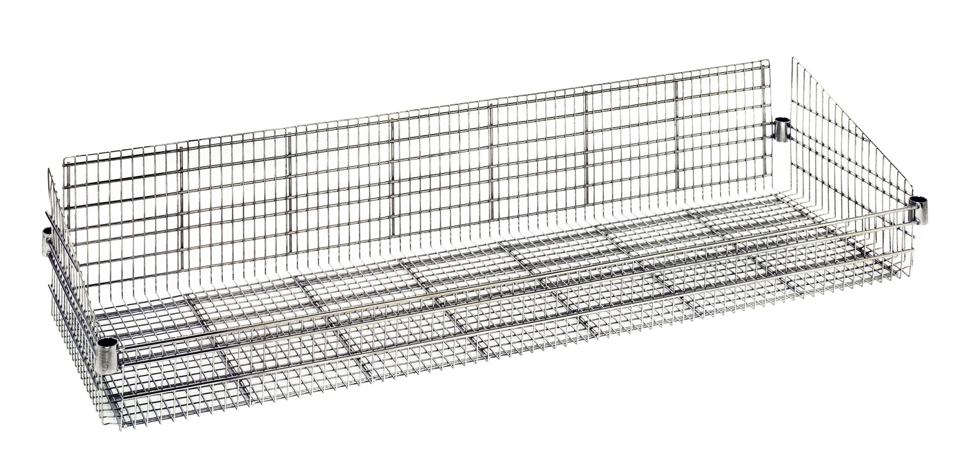 Quantum BSK2460C Post Mount Basket, 24"W x 60"L x 10"H, 600-800 lb capacity, Chrome