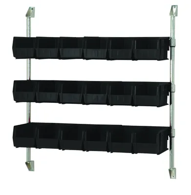 Quantum CAN-34-24BH-230BK Cantilever Bin Holder Post Wall Mount, 24"W x 10-7/8"D x 34"H, Chrome