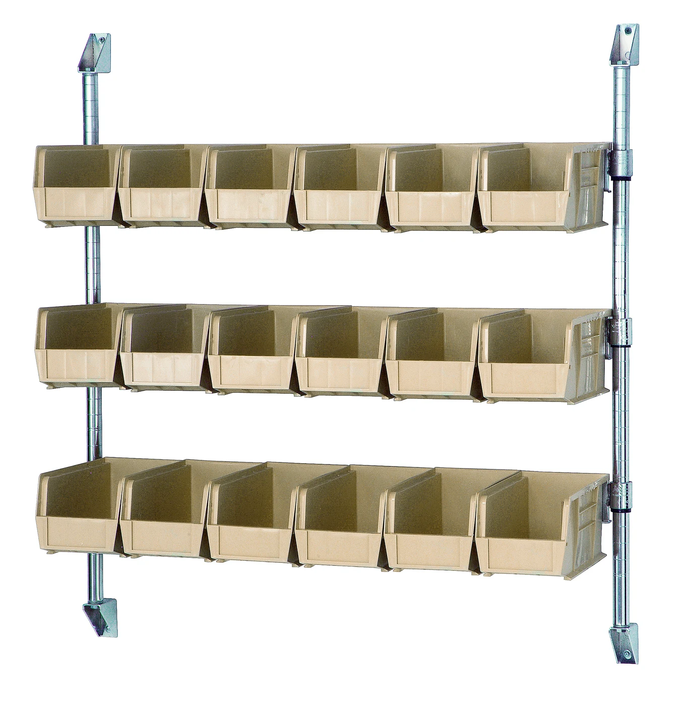 Quantum CAN-34-30BH-230IV Cantilever Bin Holder Post Wall Mount, 30"W x 10-7/8"D x 34"H, Chrome
