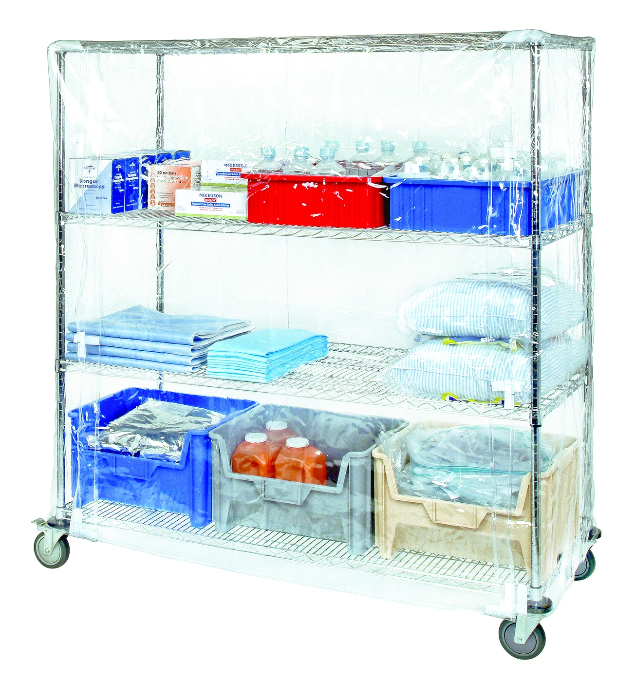 Quantum CC186063CVV Wire Cart Cover, 18"D x 60"W x 63"H, Clear