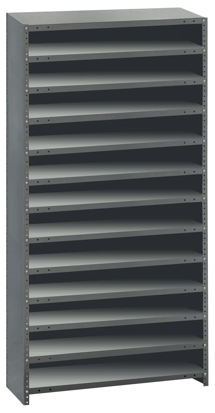 Quantum CL1275-000 Closed Shelving Unit, 12"D x 36"L x 75"H, 400 lb capacity, Galvannized