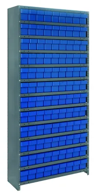 Quantum CL1275-501BL Closed Shelving Unit, 12"D x 36"L x 75"H, 400 lb capacity, Galvannized