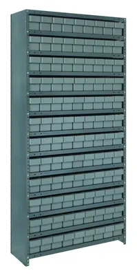 Quantum CL1275-501GY Closed Shelving Unit, 12"D x 36"L x 75"H, 400 lb capacity, Galvannized