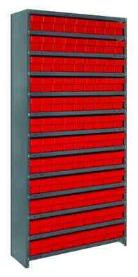 Quantum CL1275-501RD Closed Shelving Unit, 12"D x 36"L x 75"H, 400 lb capacity, Galvannized