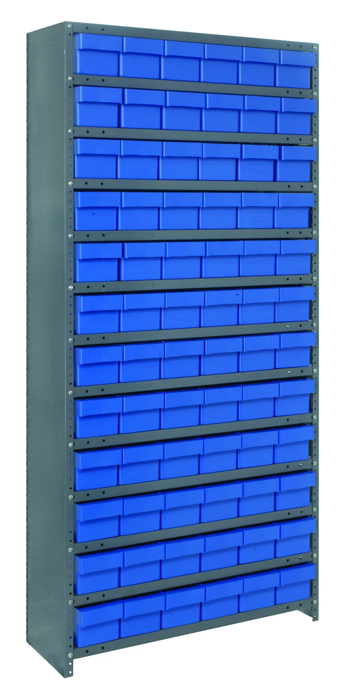 Quantum CL1275-601701BL Closed Shelving Unit, 12"D x 36"L x 39"H, 400 lb capacity, Galvannized