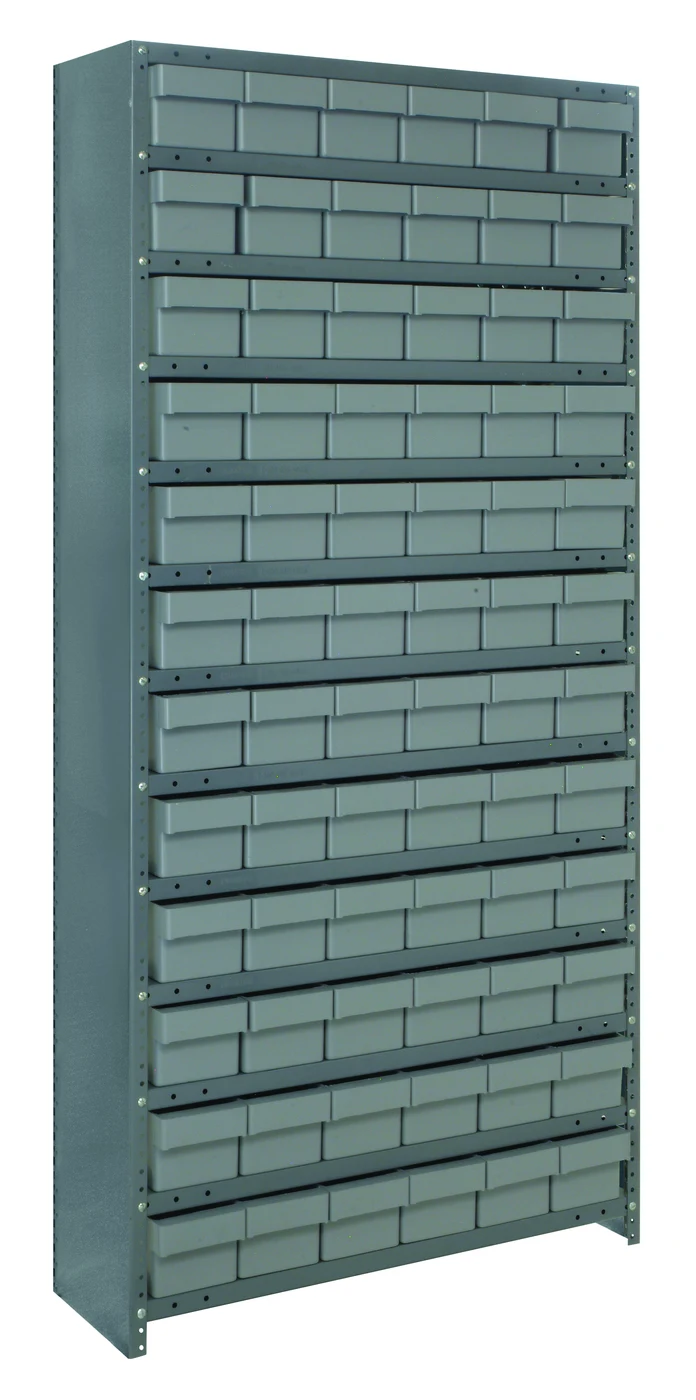 Quantum CL1275-601701GY Closed Shelving Unit, 12"D x 36"L x 39"H, 400 lb capacity, Galvannized