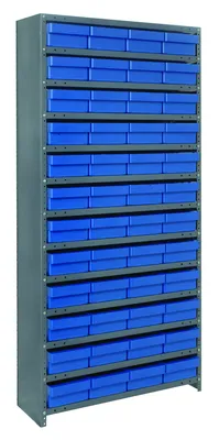 Quantum CL1275-467BL Closed Shelving Unit, 12"D x 36"L x 75"H, 400 lb capacity, Galvannized