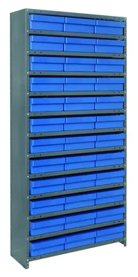 Quantum CL1275-678BL Closed Shelving Unit, 12"D x 36"L x 39"H, 400 lb capacity, Galvannized