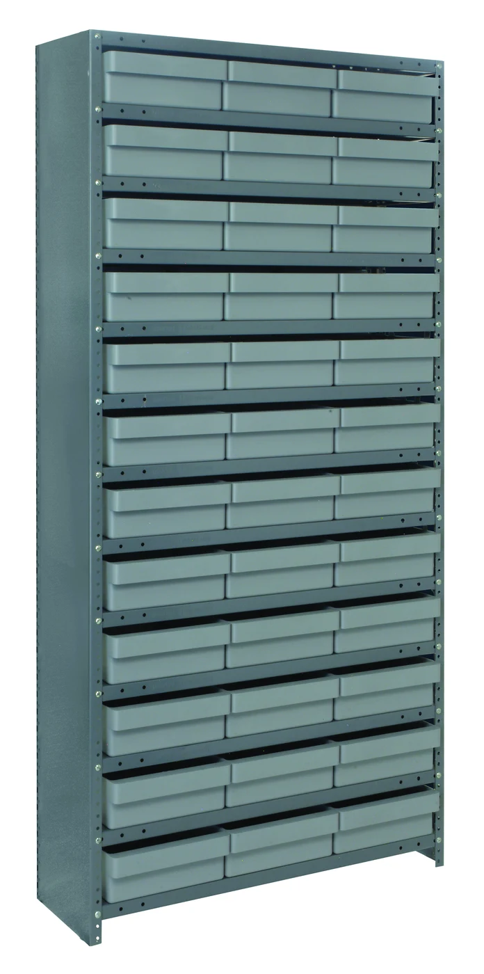 Quantum CL1275-678GY Closed Shelving Unit, 12"D x 36"L x 39"H, 400 lb capacity, Galvannized