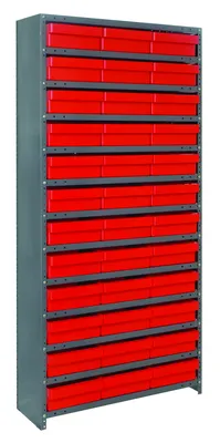 Quantum CL1275-678RD Closed Shelving Unit, 12"D x 36"L x 39"H, 400 lb capacity, Galvannized
