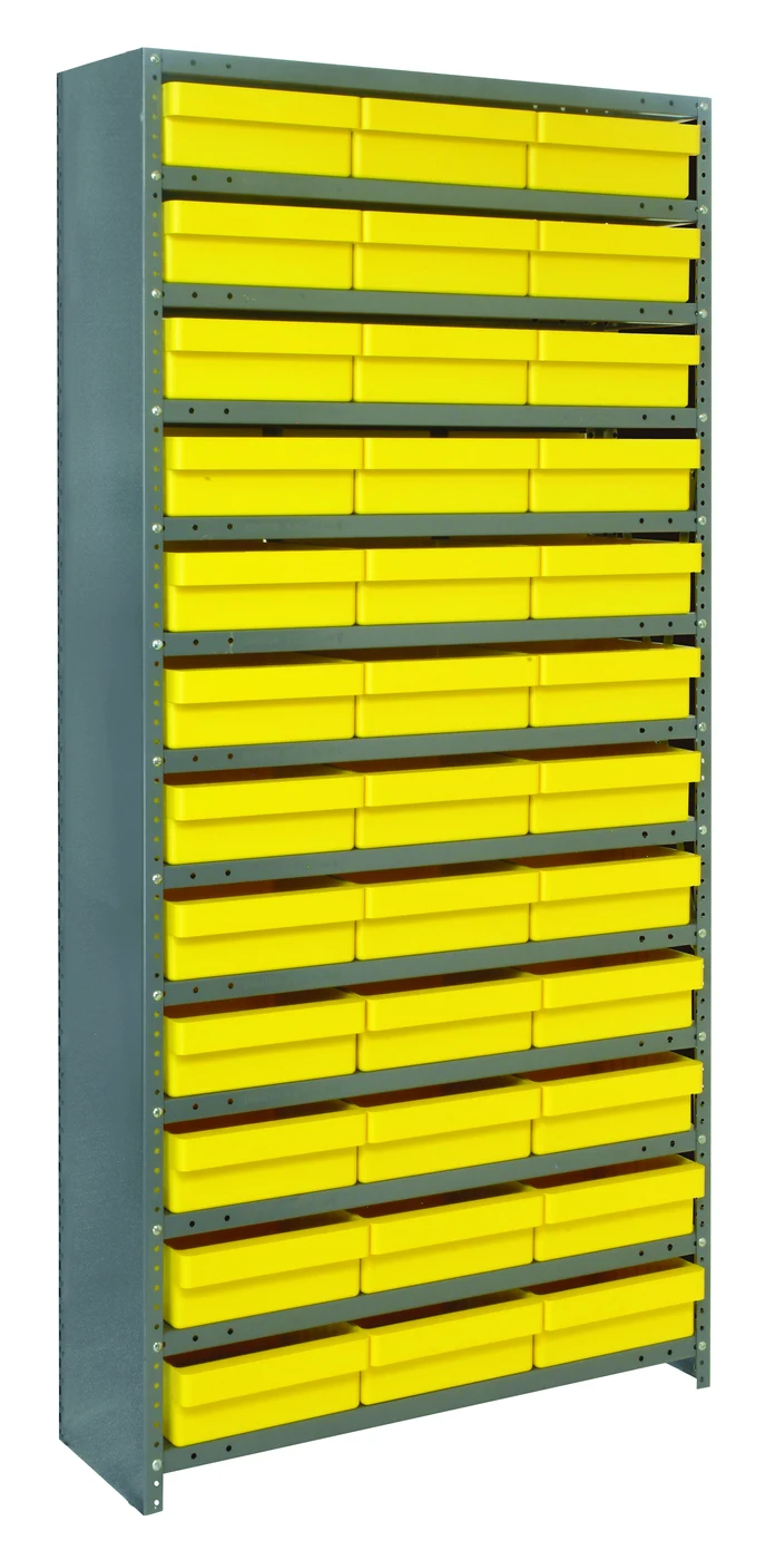Quantum CL1275-678YL Closed Shelving Unit, 12"D x 36"L x 39"H, 400 lb capacity, Galvannized