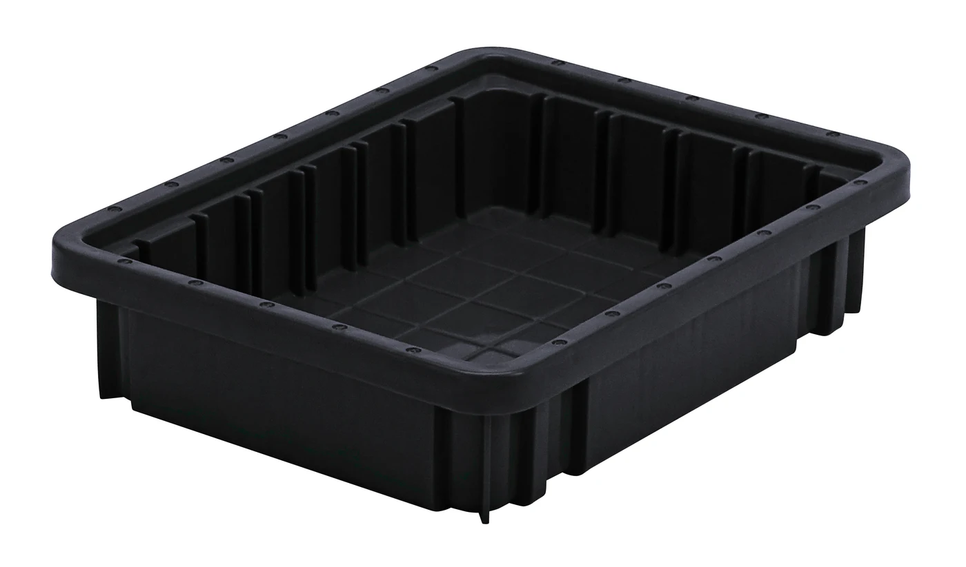 Quantum DG91025COCS Conductive Dividable Grid Container, 10-7/8"L x 8-1/4"W x 2-1/2"H, Black, Case of 20