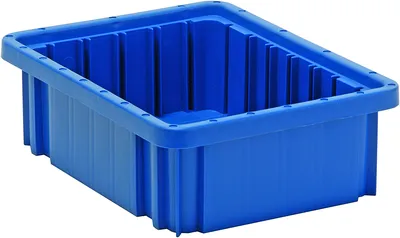 Quantum DG91035BLCS Dividable Grid Container, 10-7/8"L x 8-1/4"W x 3-1/2"H, Blue, Case of 20