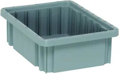 Quantum DG91035GYCS Dividable Grid Container, 10-7/8"L x 8-1/4"W x 3-1/2"H, Gray, Case of 20