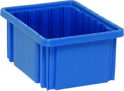 Quantum DG91050BLCS Dividable Grid Container, 10-7/8"L x 8-1/4"W x 5"H, Blue, Case of 20