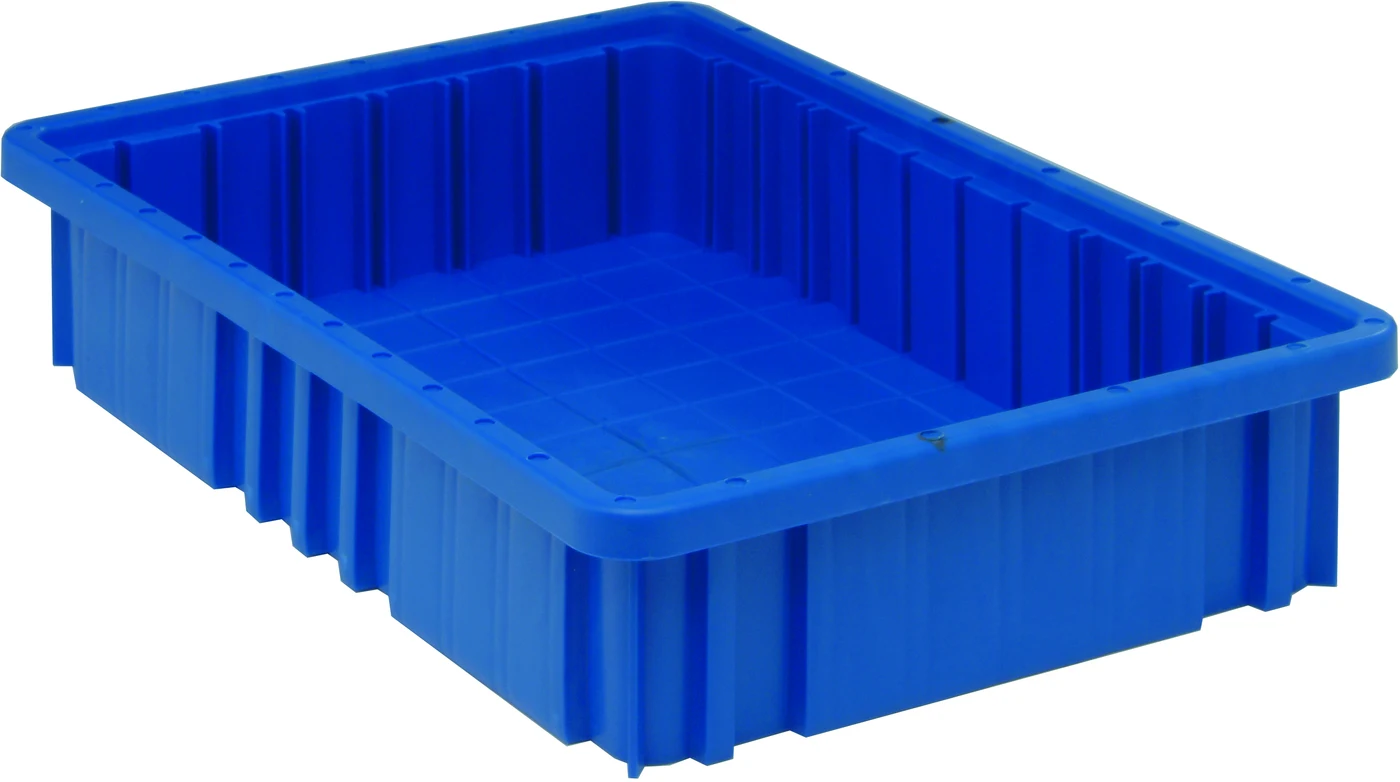 Quantum DG92035BLCS Dividable Grid Container, 16-1/2"L x 10-7/8"W x 3-1/2"H, Blue, Case of 12