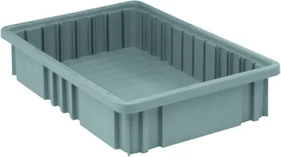 Quantum DG92035GYCS Dividable Grid Container, 16-1/2"L x 10-7/8"W x 3-1/2"H, Gray, Case of 12