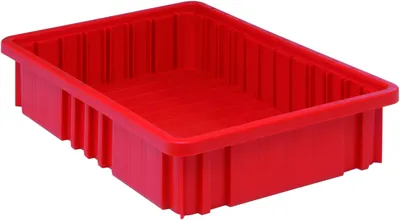 Quantum DG92035RDCS Dividable Grid Container, 16-1/2"L x 10-7/8"W x 3-1/2"H, Red, Case of 12