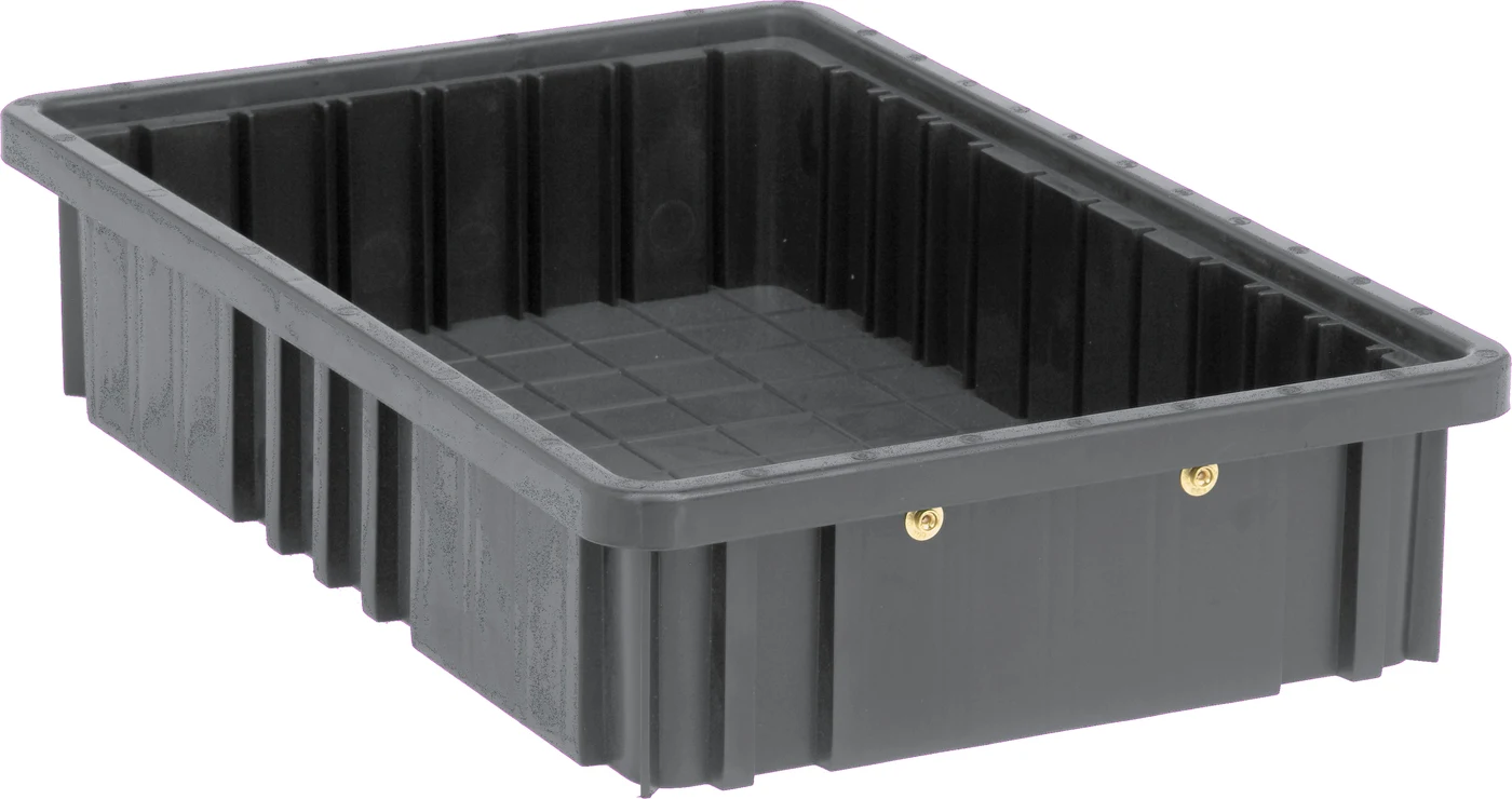 Quantum DG92050COCS Conductive Dividable Grid Container, 16-1/2"L x 10-7/8"W x 5"H, Black, Case of 12