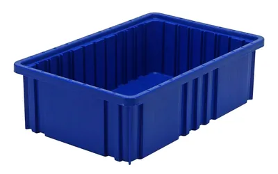 Quantum DG92050BLCS Dividable Grid Container, 16-1/2"L x 10-7/8"W x 5"H, Blue, Case of 12