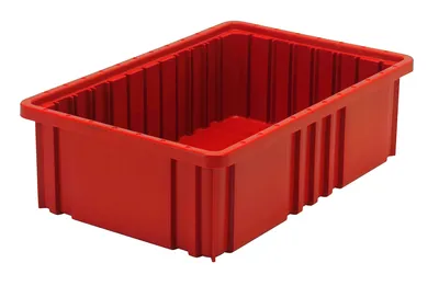 Quantum DG92050RDCS Dividable Grid Container, 16-1/2"L x 10-7/8"W x 5"H, Red, Case of 12