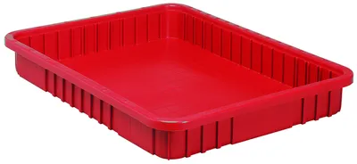 Quantum DG93030RDCS Dividable Grid Container, 22-1/2"L x 17-1/2"W x 3"H, Red, Case of 6
