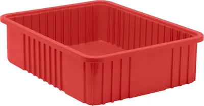 Quantum DG93060RDCS Dividable Grid Container, 22-1/2"L x 17-1/2"W x 6"H, Red, Case of 3
