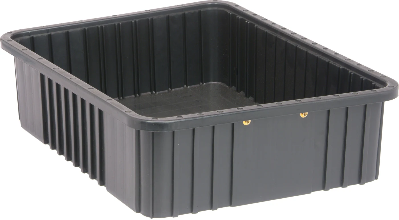 Quantum DG93060COCS Conductive Dividable Grid Container, 22-1/2"L x 17-1/2"W x 6"H, Black, Case of 3