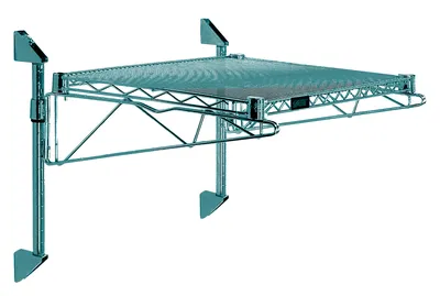 Quantum WC14-CB1224P Cantilever Single Shelf Post Wall Mount, 24"D x 12"W, Green