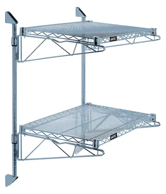 Quantum WC34-CB2124GY Cantilever Double Shelf Post Wall Mount, 24"D x 21"W, Gray