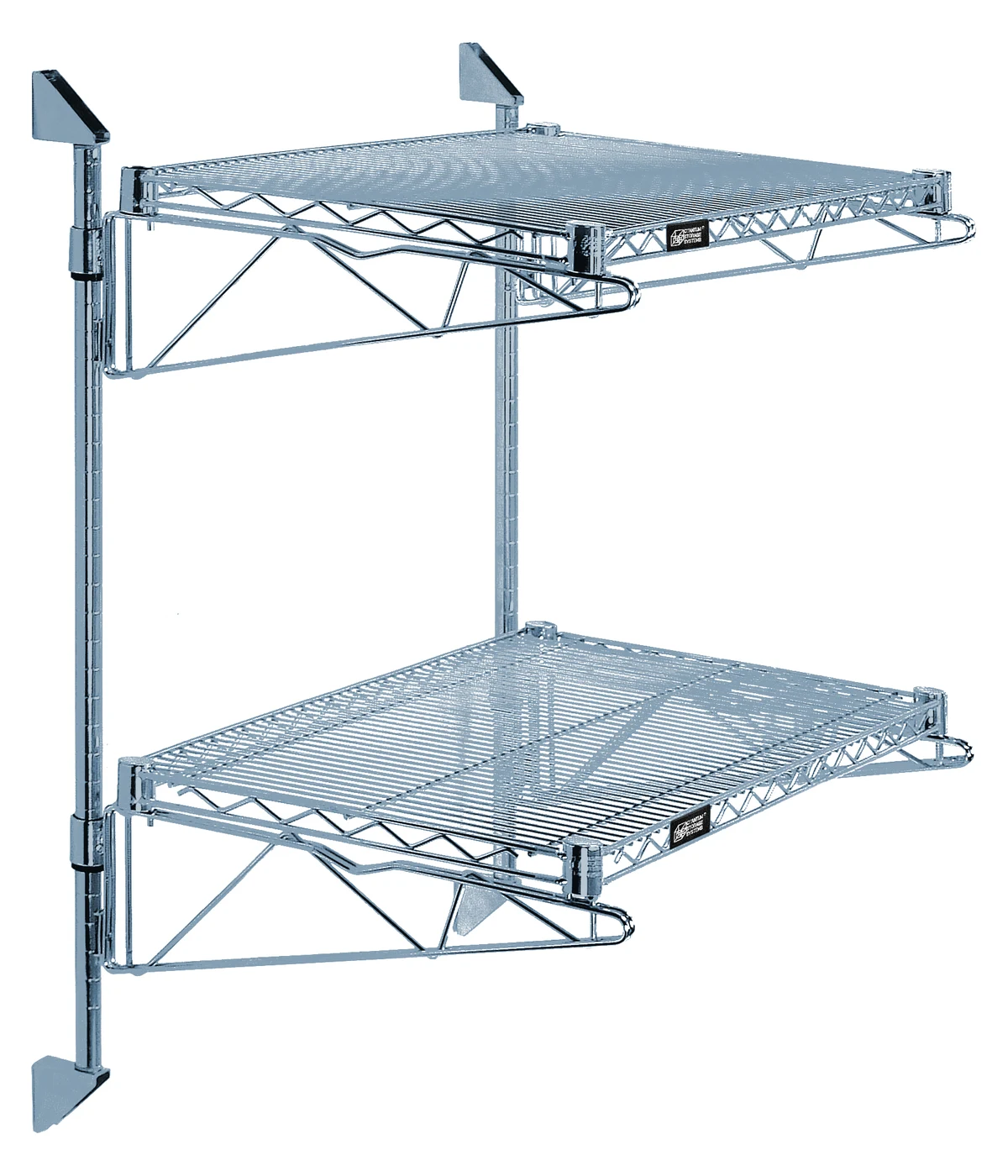 Quantum WC34-CB2424GY Cantilever Double Shelf Post Wall Mount, 24"D x 24"W, Gray
