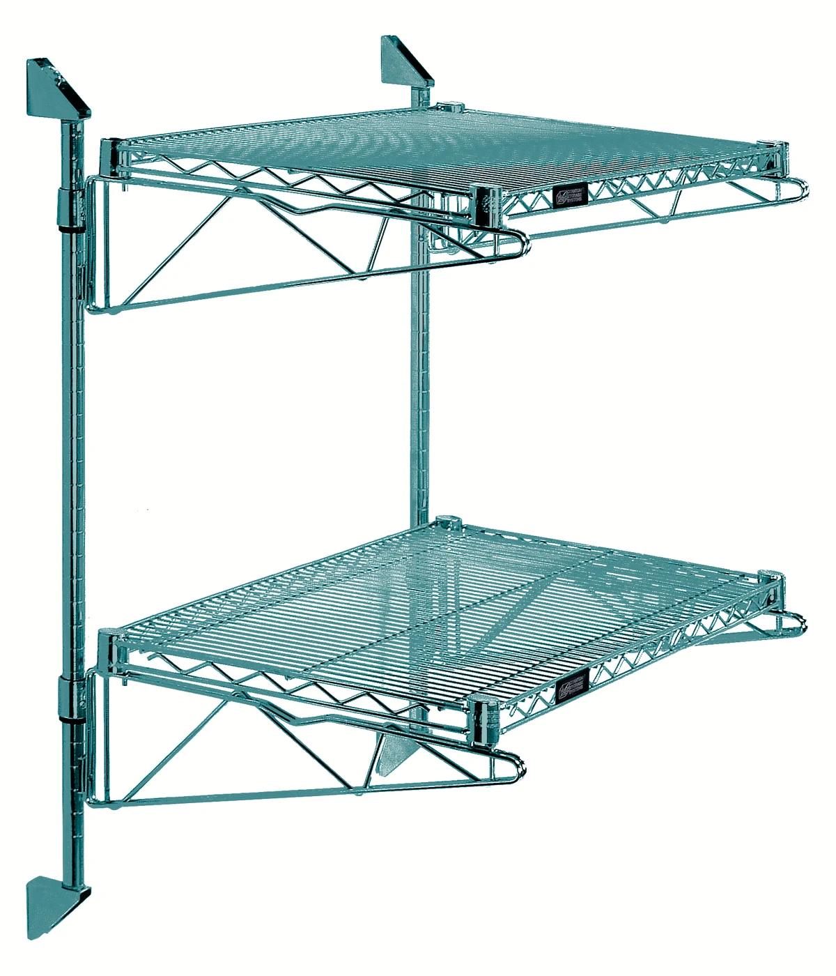 Quantum WC34-CB1260P Cantilever Double Shelf Post Wall Mount, 60"D x 12"W, Green