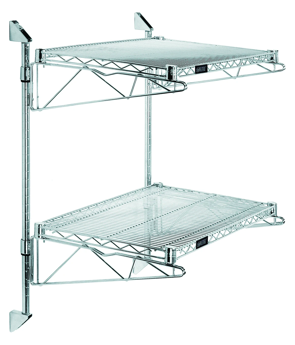 Quantum WC34-CB1448SS Cantilever Double Shelf Post Wall Mount, 48"D x 14"W, Stainless