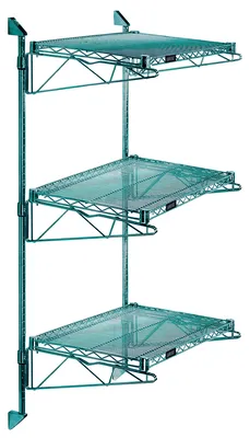 Quantum WC63-CB1424P Cantilever Double Shelf Post Wall Mount, 24"D x 14"W, Green
