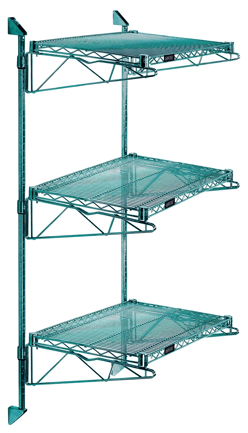 Quantum WC54-CB2172P Cantilever Double Shelf Post Wall Mount, 72"D x 21"W, Green