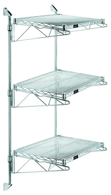 Quantum WC54-CB1224C Cantilever Double Shelf Post Wall Mount, 24"D x 12"W, Chrome