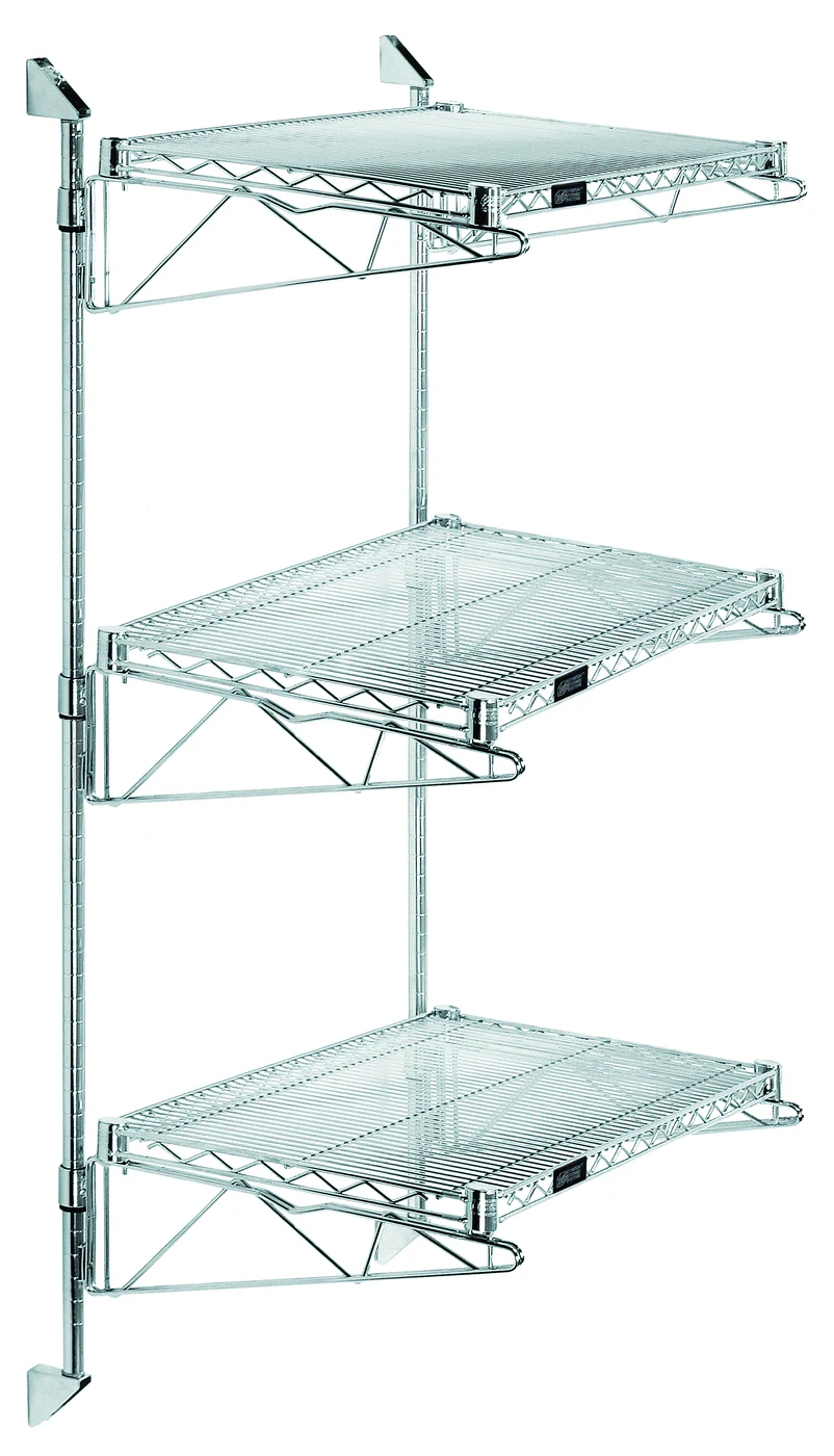 Quantum WC63-CB1824C Cantilever Double Shelf Post Wall Mount, 24"D x 18"W, Chrome