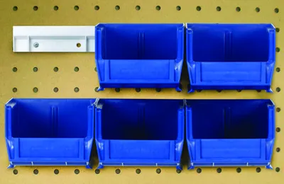 Quantum HNS210BL Hang-n-Stack Bin, 5-3/8"L x 4-1/8"W x 3"H, Blue, Pack of 6