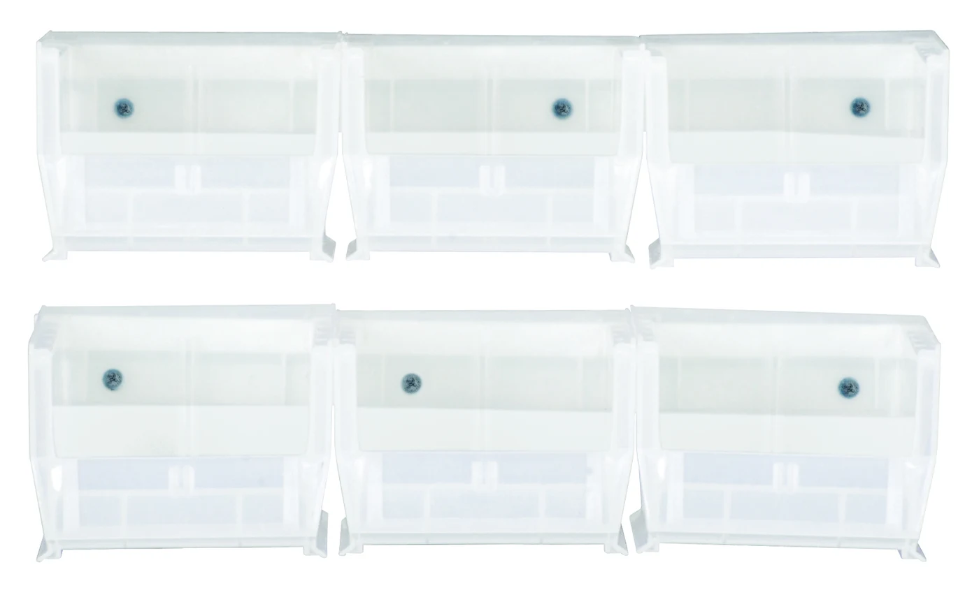 Quantum HNS210CL Hang-n-Stack Bin, 5-3/8"L x 4-1/8"W x 3"H, Clear, Pack of 6