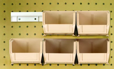 Quantum HNS220IV Hang-n-Stack Bin, 7-3/8"L x 4-1/8"W x 3"H, Ivory, Pack of 6