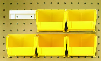 Quantum HNS220YL Hang-n-Stack Bin, 7-3/8"L x 4-1/8"W x 3"H, Yelow, Pack of 6