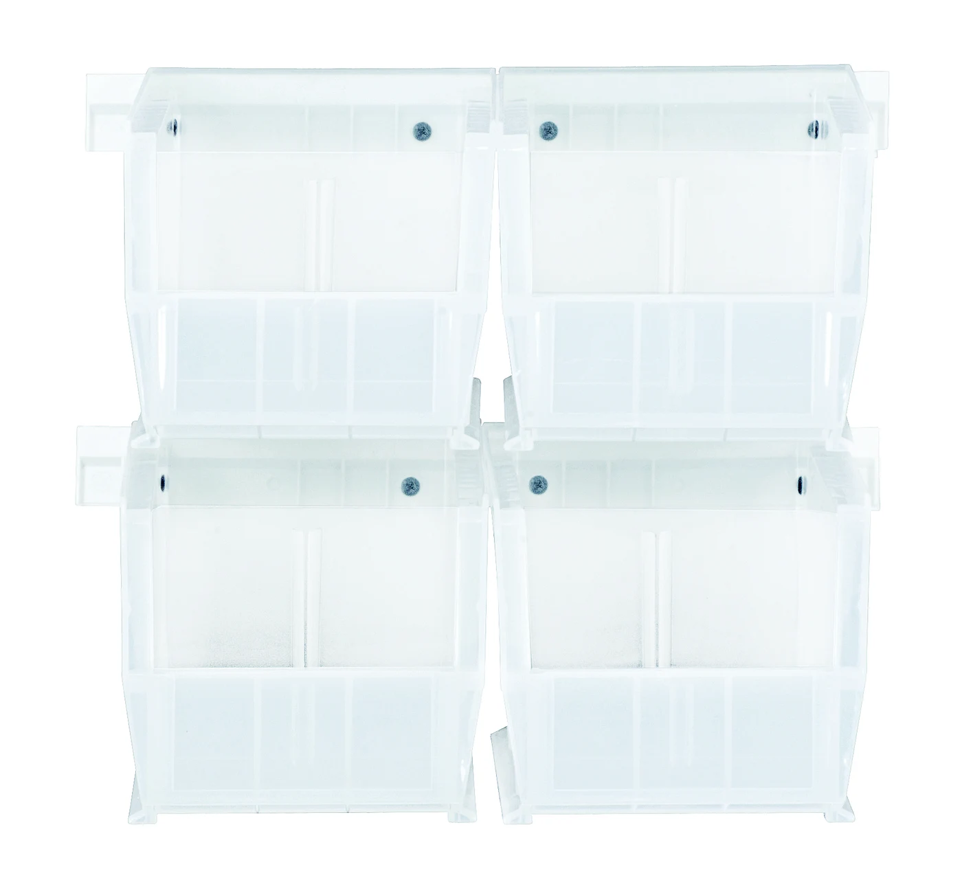 Quantum HNS230CL Hang-n-Stack Bin, 10-7/8"L x 5-1/2"W x 5"H, Clear, Pack of 4