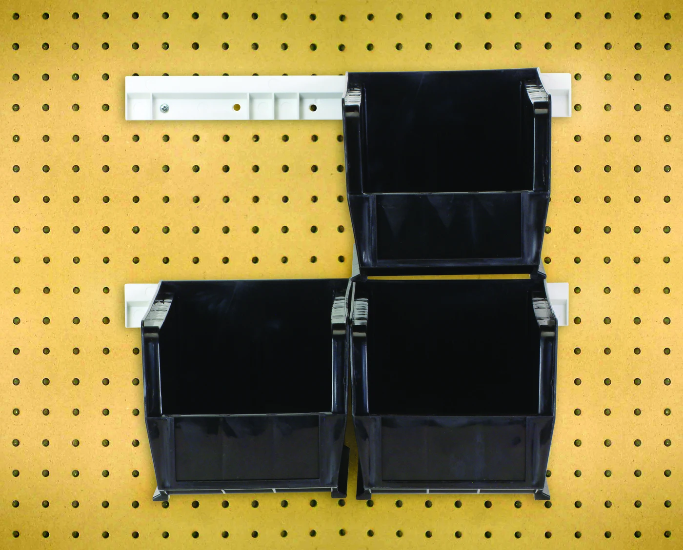 Quantum HNS230BK Hang-n-Stack Bin, 10-7/8"L x 5-1/2"W x 5"H, Black, Pack of 4