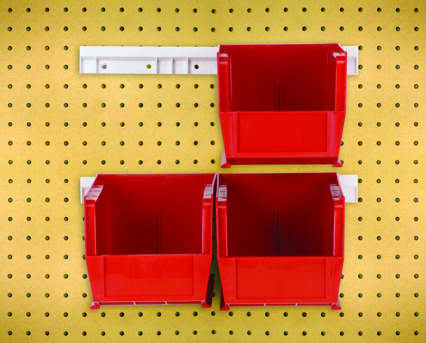 Quantum HNS230RD Hang-n-Stack Bin, 10-7/8"L x 5-1/2"W x 5"H, Red, Pack of 4