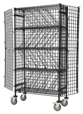 Quantum M1436-69BWSECBK Mobile Bulk Wine Security Unit, 36"W x 14"D x 74"H, Black