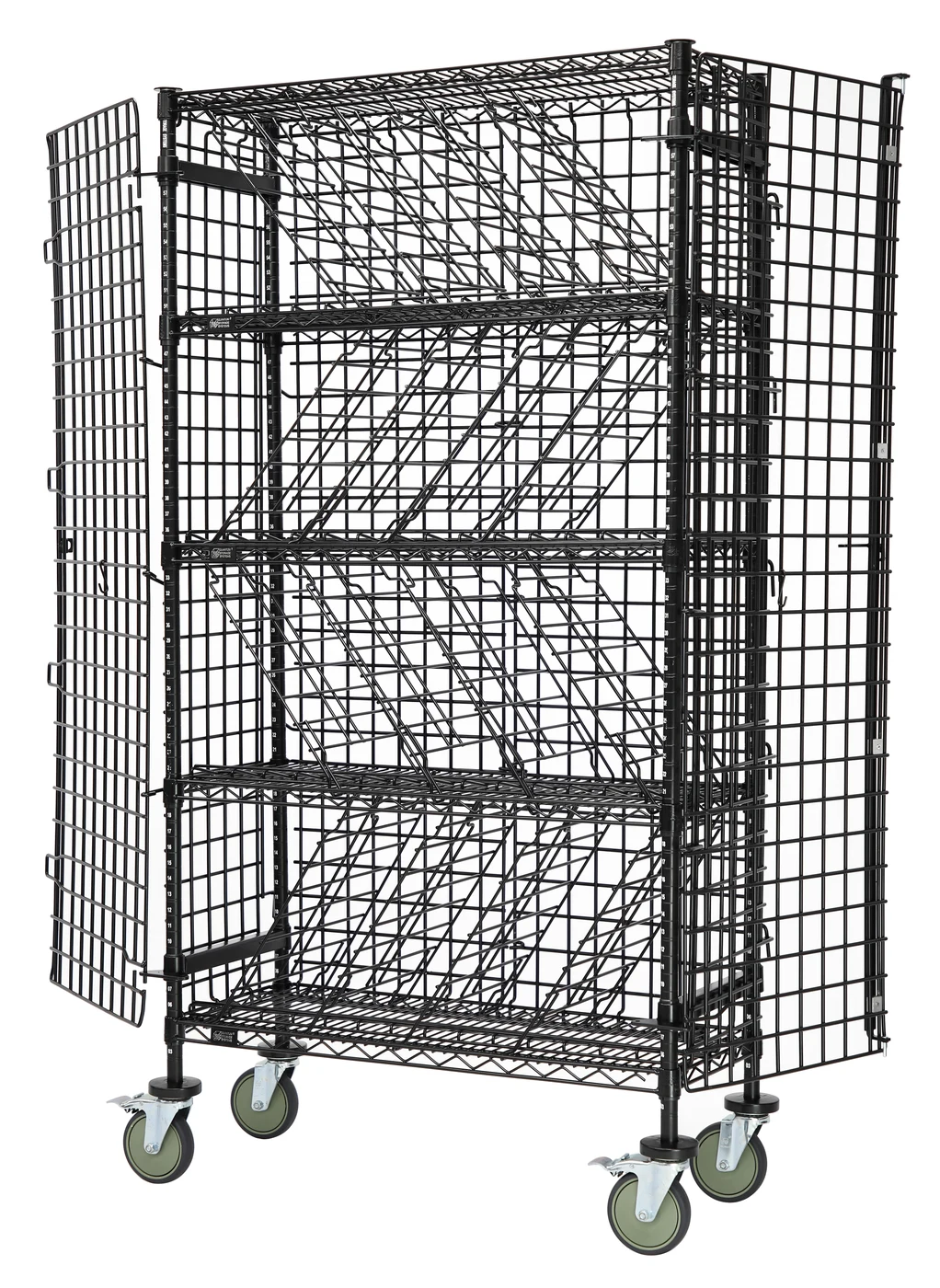 Quantum M1436-69BWSECBK Mobile Bulk Wine Security Unit, 36"W x 14"D x 74"H, Black