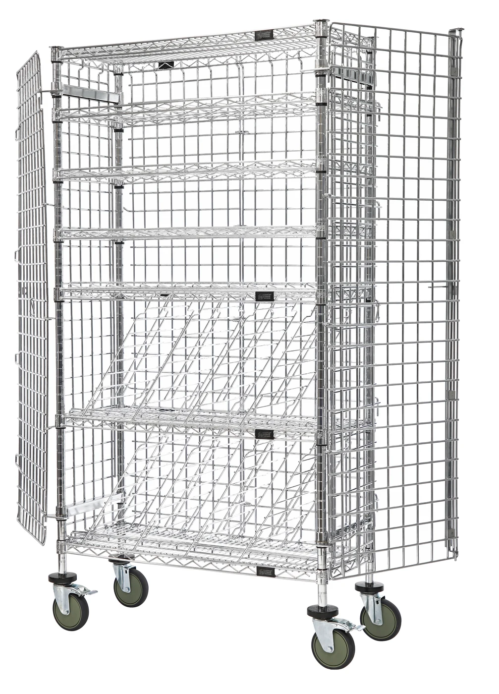 Quantum M1448-69MIXSEC Mobile Mixed Wine Security Unit, 48"W x 14"D x 74"H, Chrome