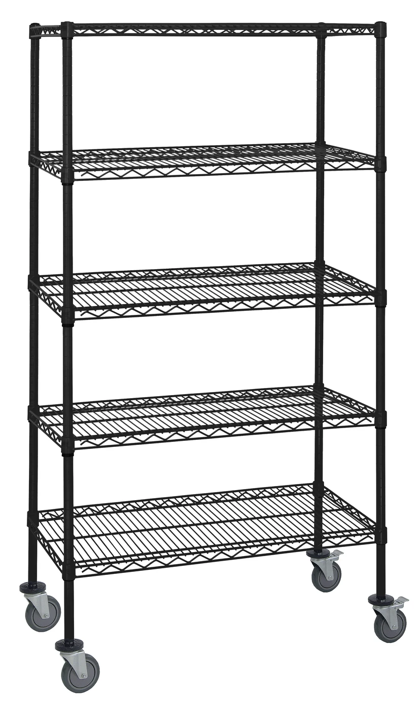 Quantum M1836BK46-5 Mobile Cart, 36"W x 18"D x 69"H, 1200 lb capacity, Black