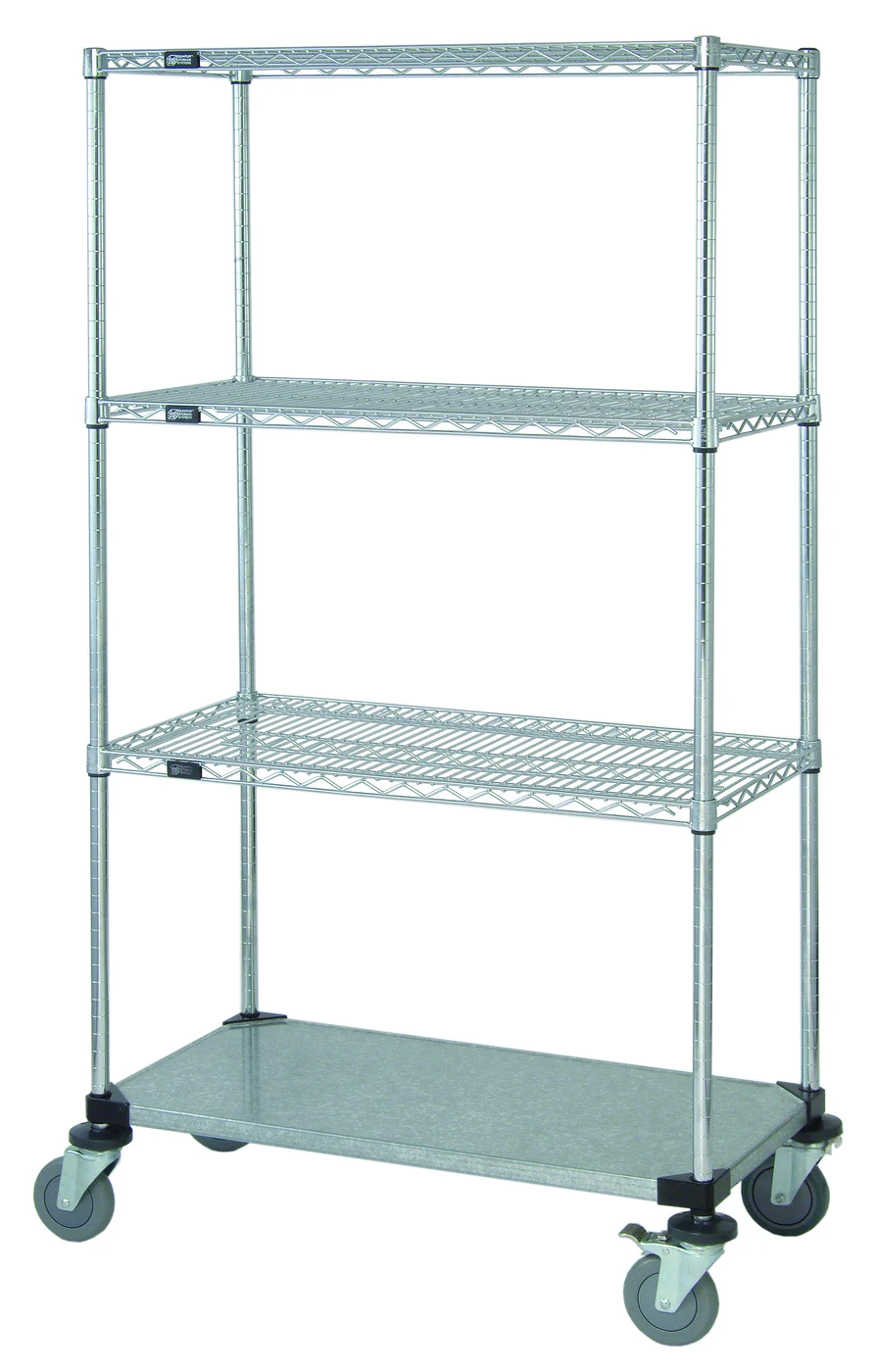 Quantum M1848CG46 Mobile Cart, 48"W x 18"D x 69"H, 1200 lb capacity, Chrome/Galvanized